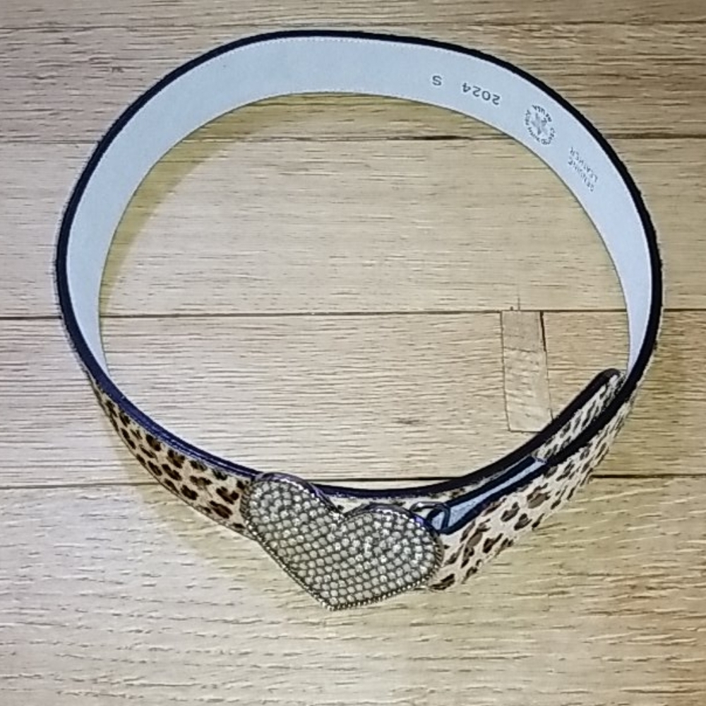 Nadim leather belt with hide hair & heart buckle
